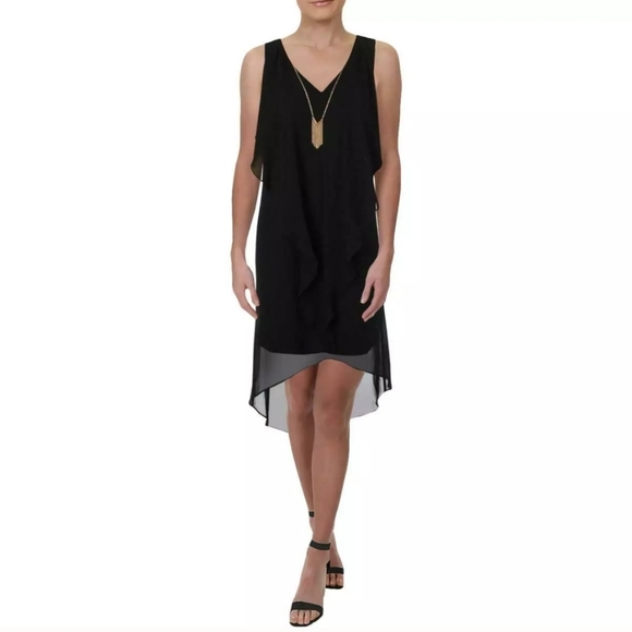 NWT THALIA SODI pullover deep Black shift dress Vneck Semi Formal Cocktail Dress - Picture 2 of 4